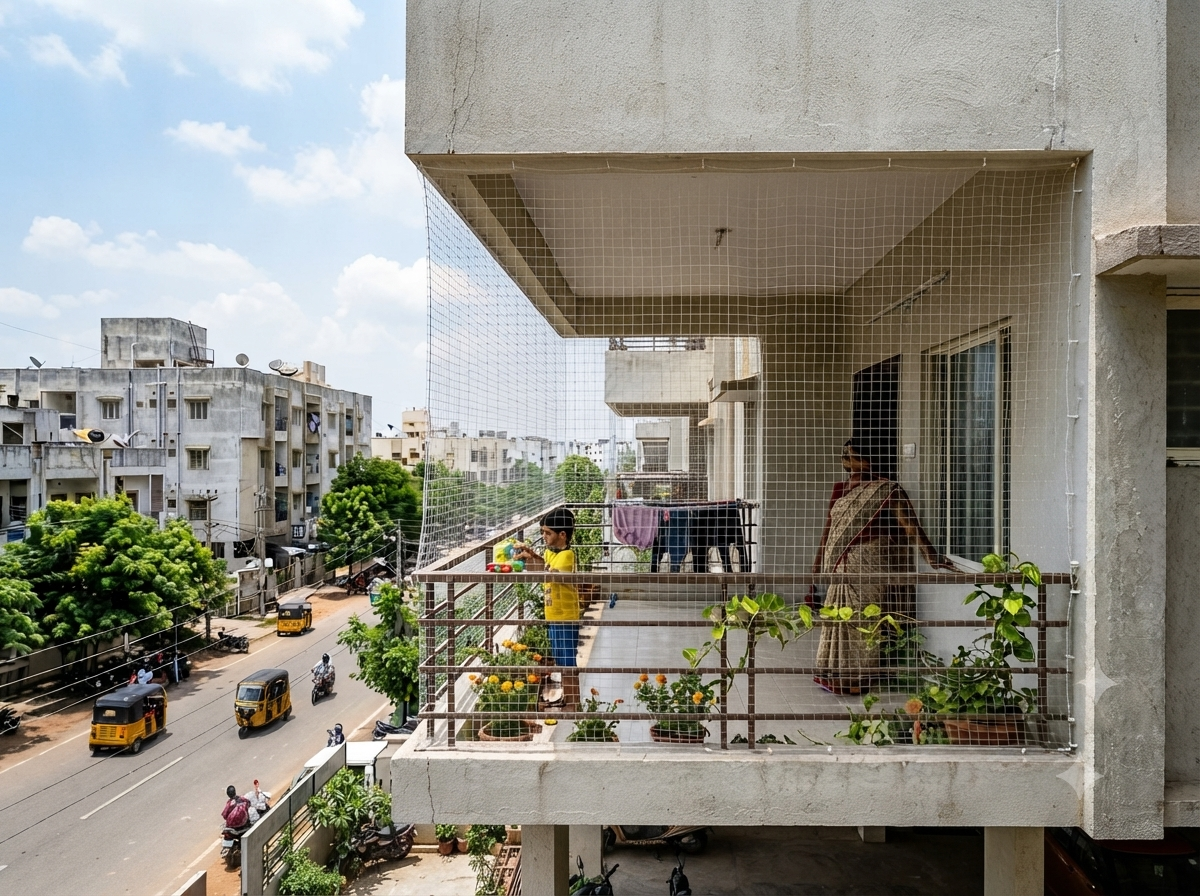 Balcony Safety Nets installation — Lakshmi Safety Nets