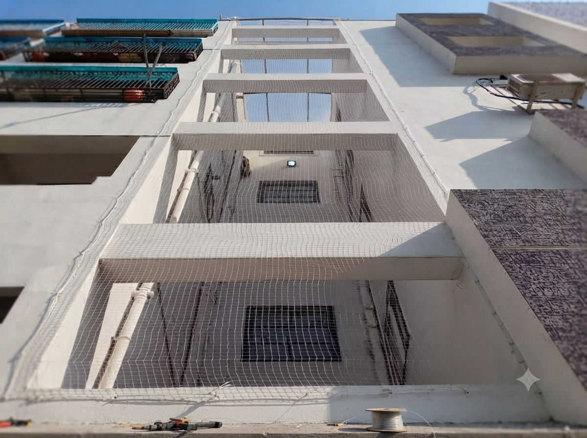 Common Duct Area Nets installation — Lakshmi Safety Nets