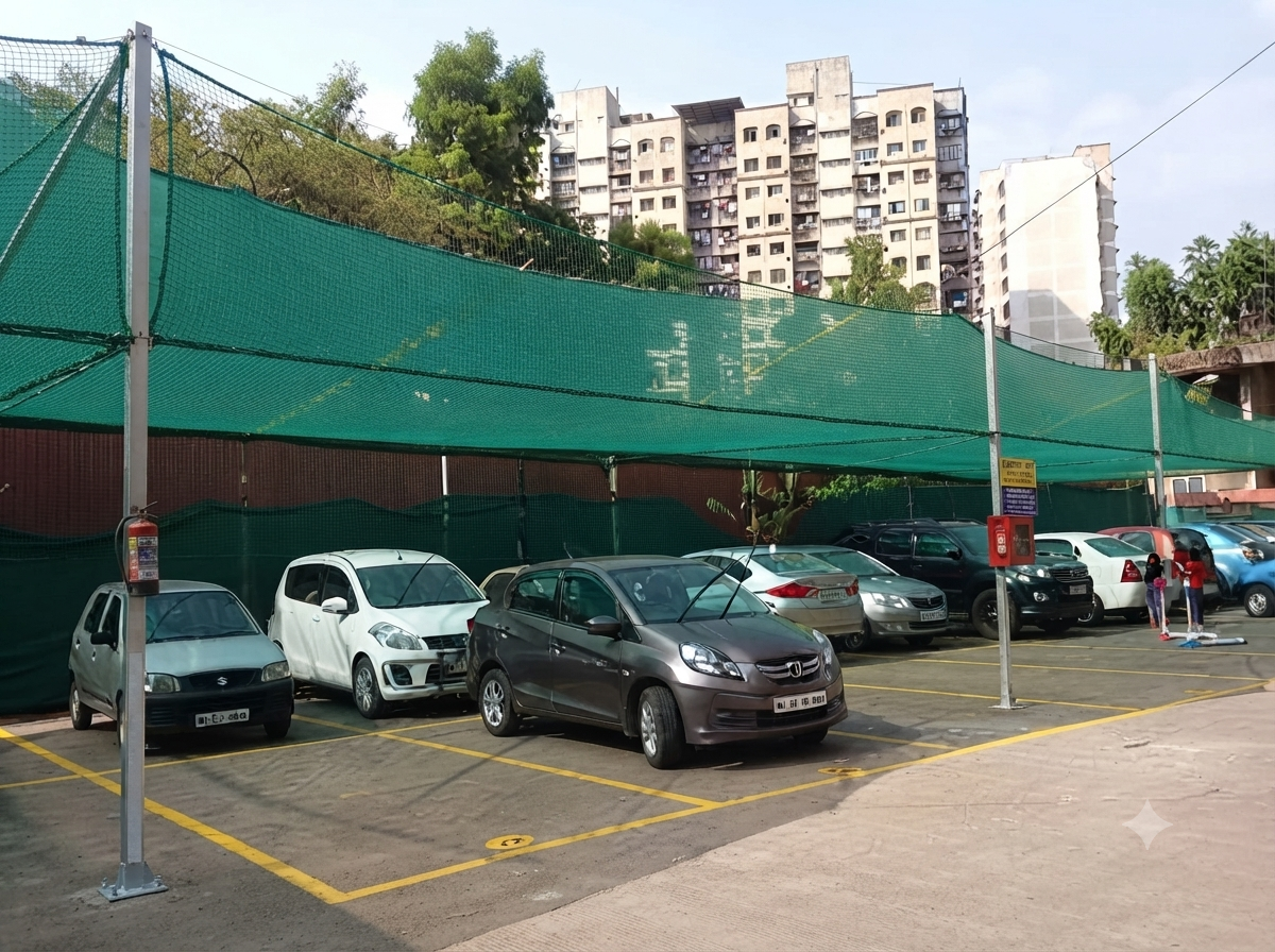 Car Parking Safety Nets installation — Lakshmi Safety Nets