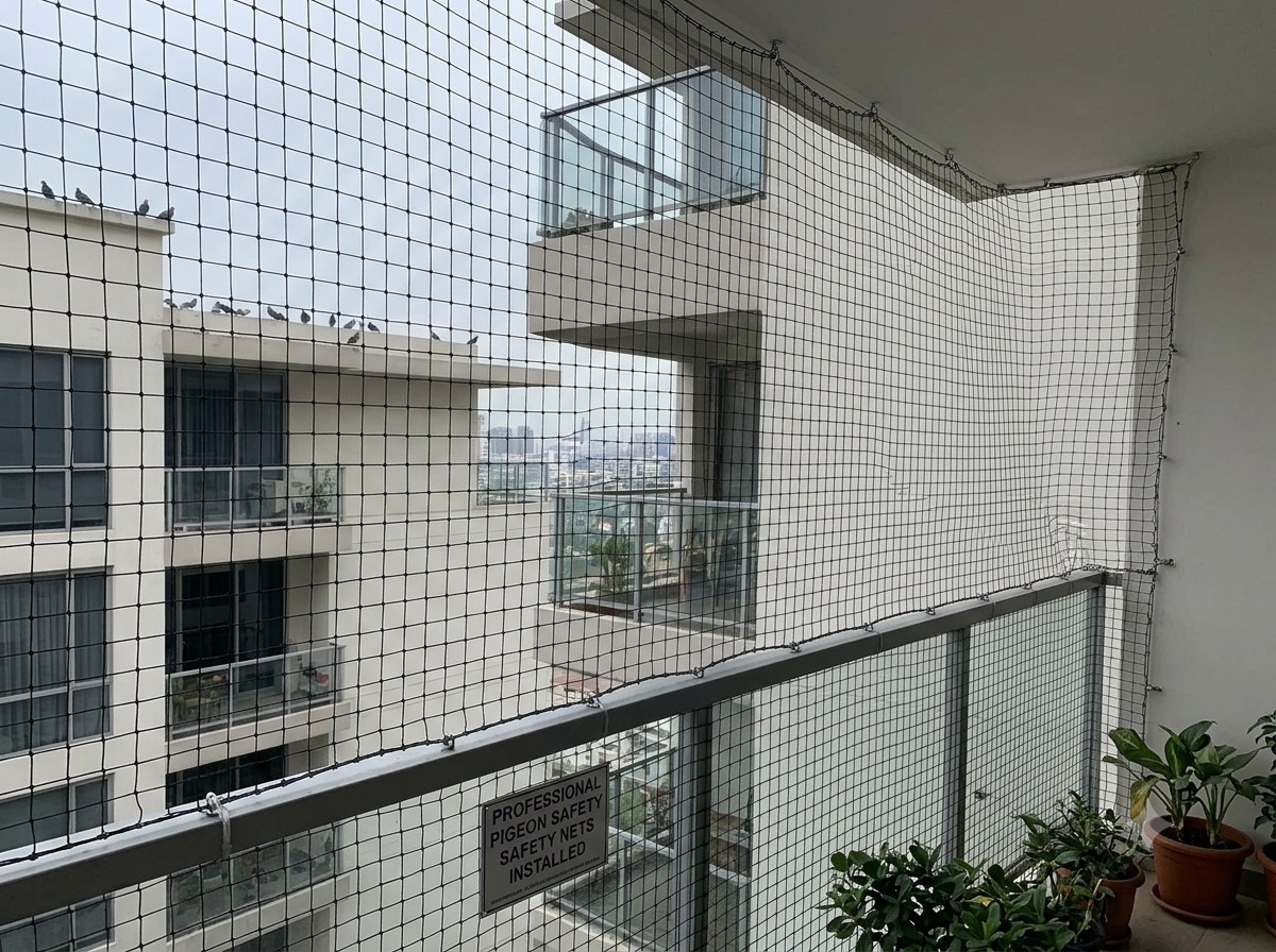 Pigeon Safety Nets installation — Lakshmi Safety Nets