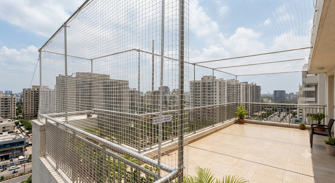 House Terrace Covering Nets installation — Lakshmi Safety Nets