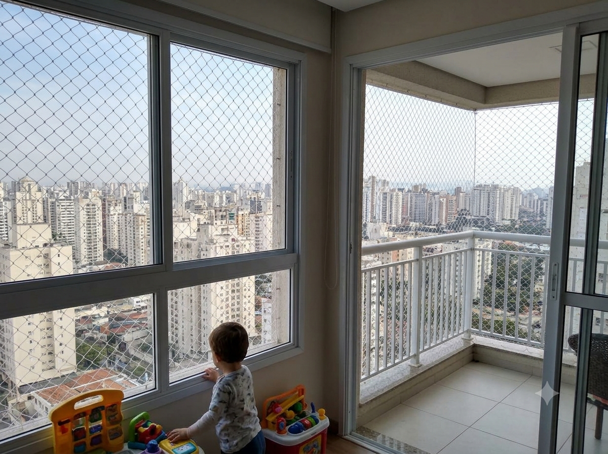 Windows Covering Safety Nets installation — Lakshmi Safety Nets